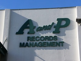 A and P Records Management Logo Sign on the Building